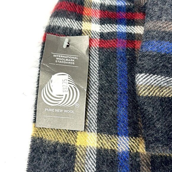 NWT Modena Virgin Wool Scarf Charcoal Gray Plaid made in Uruguay Men’s Women’s - Picture 7 of 8